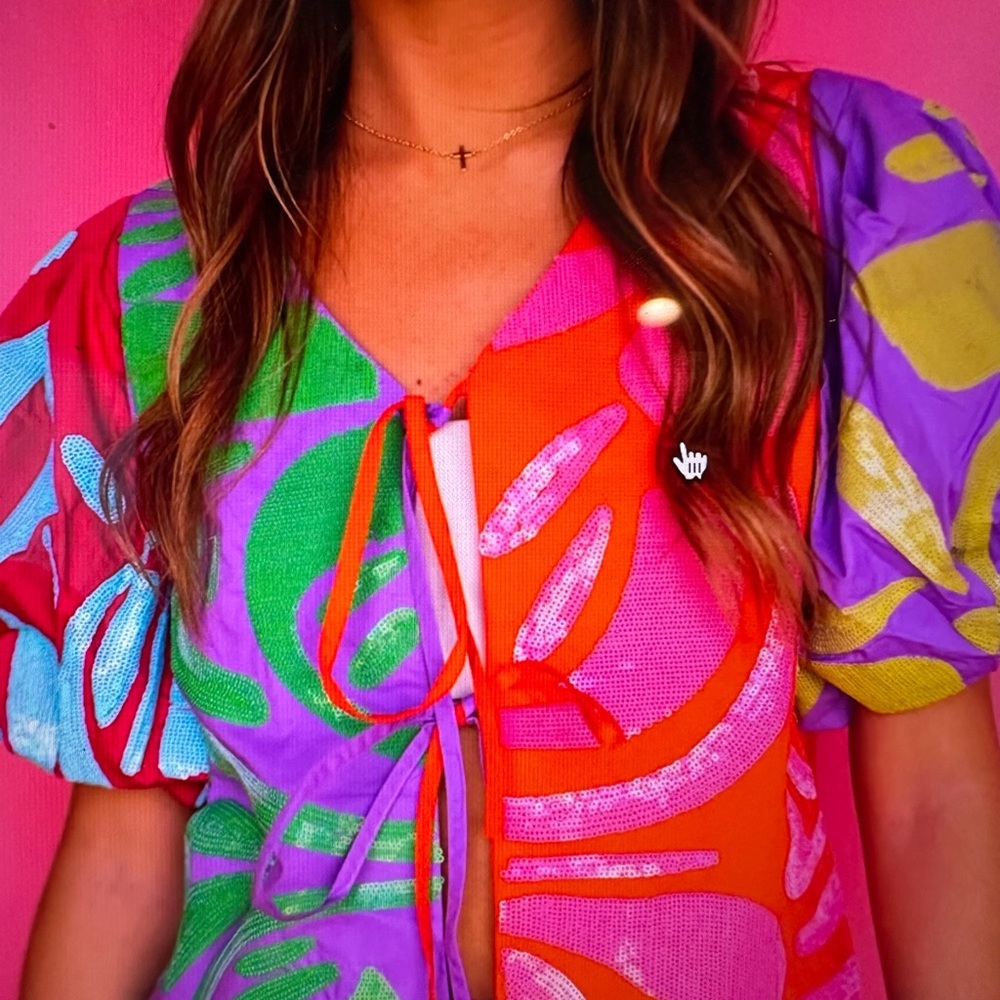 Queen of Sparkle-Colorblock Tie top